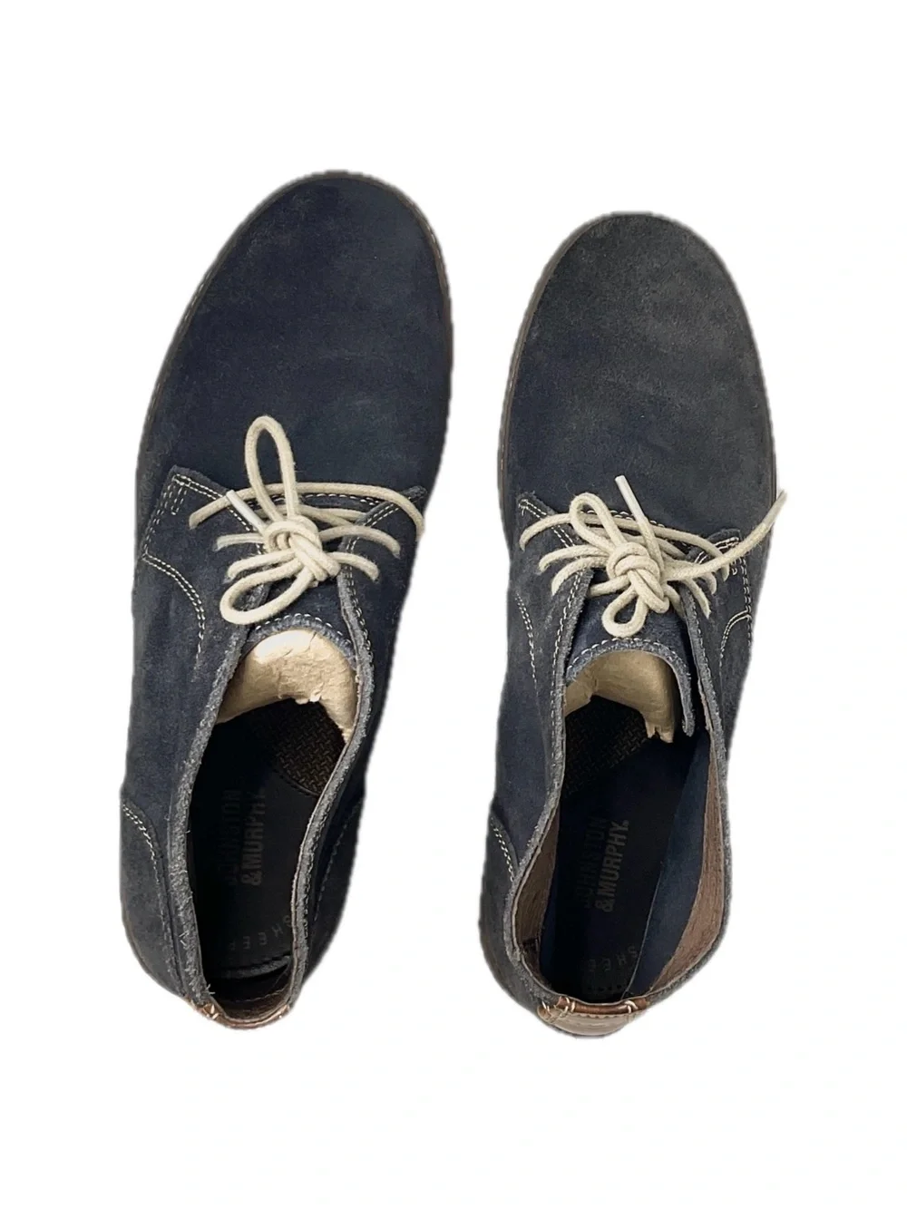 Johnston & Murphy Navy Suede Chukka Boots with Tan Sole